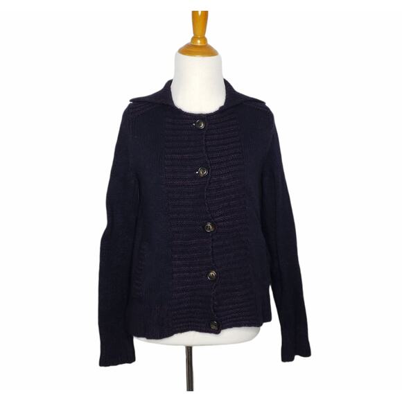 AG Adriano Goldschmied Chunky Knit Cardigan Limited Wool Italy Purple Women XS - Picture 1 of 10
